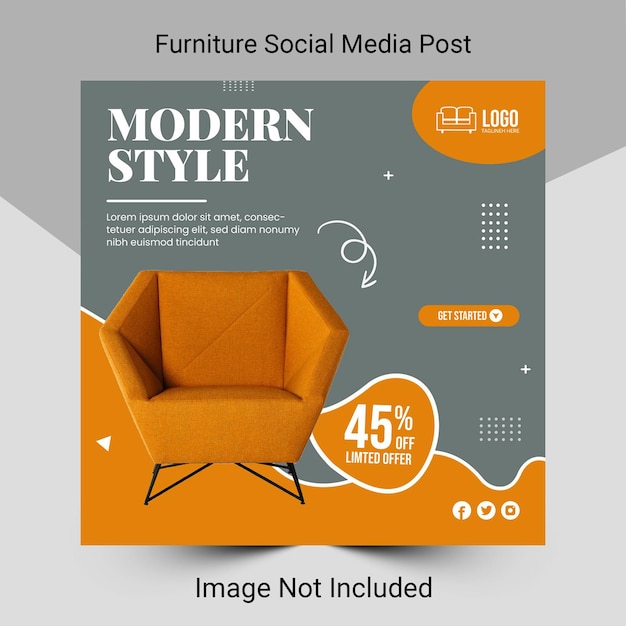 Furniture sale Instagram post design template collection.