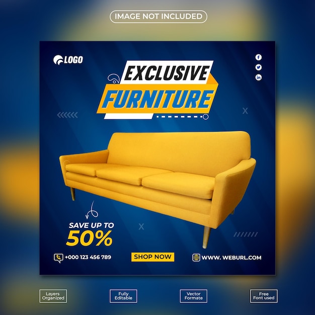 Furniture sale instagram post and social media template design