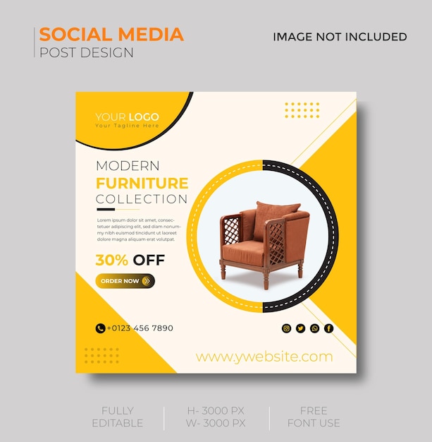 Furniture sale Instagram post and social media template