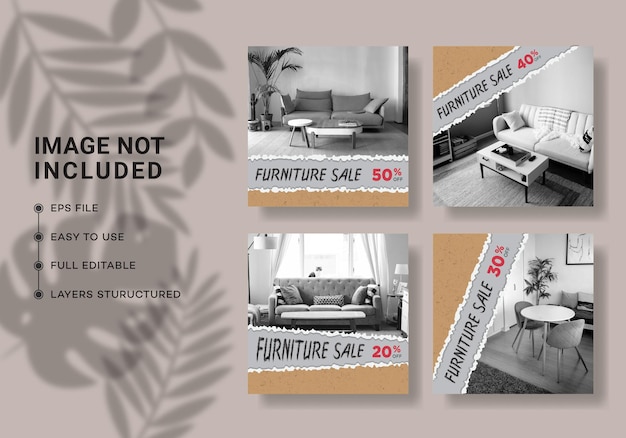 Vector furniture sale instagram post template