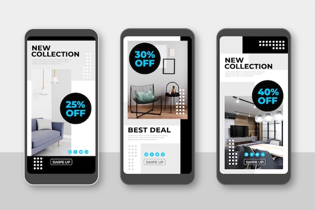 Raccolta di storie di instagram di vendita di mobili
