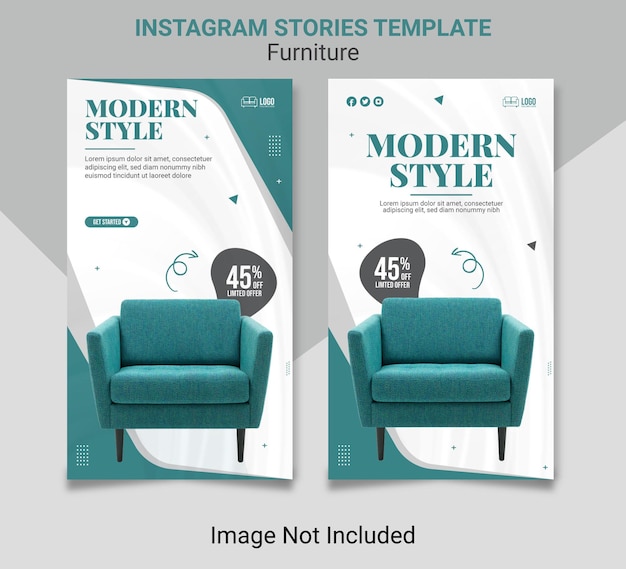 Furniture sale Instagram stories template design.