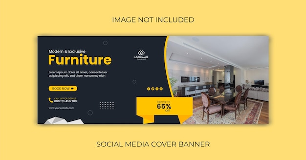 Furniture sale social media banner or facebook cover template