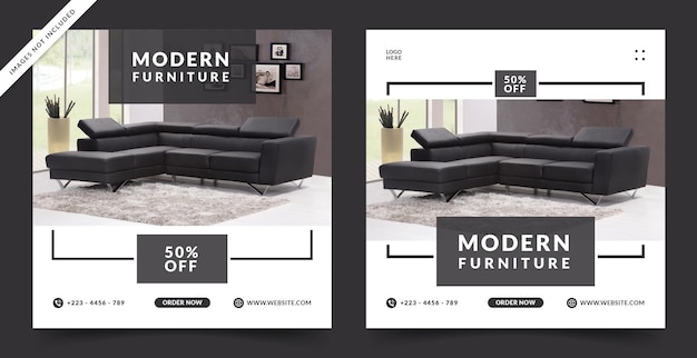 Vector furniture sale for social media banner or instagram post template