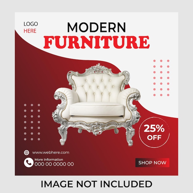 Furniture sale social media banner or product sale instagram post design template