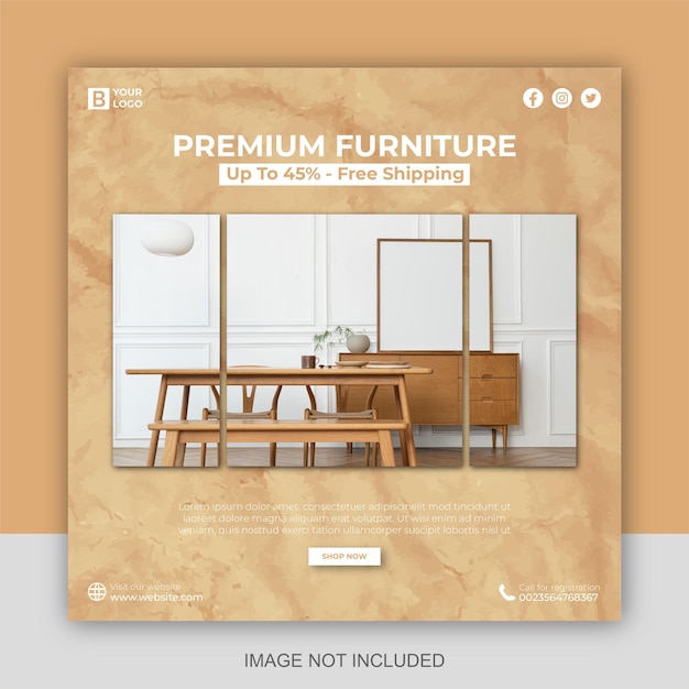 Vector furniture sale social media banner template