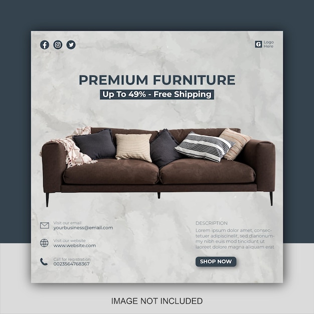 Vector furniture sale social media banner template