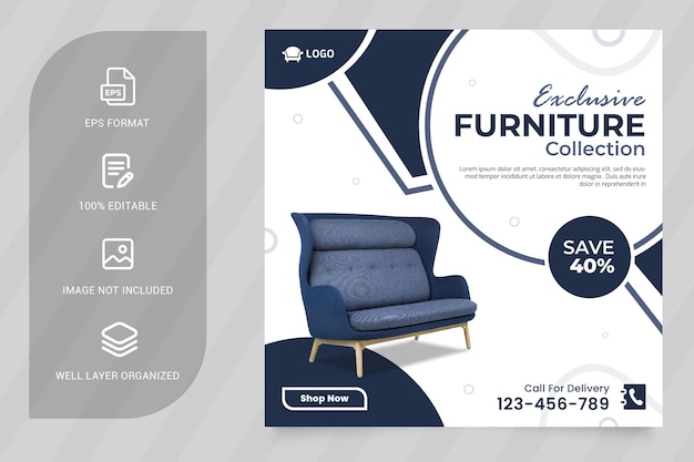 Furniture sale social media banner template