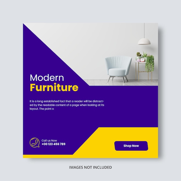 Vector furniture sale social media banner template