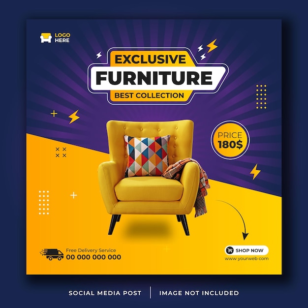 Furniture sale social media banner template