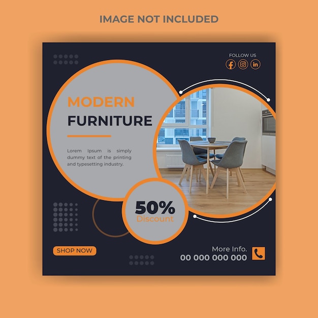 furniture sale social media and instagram post template banner design