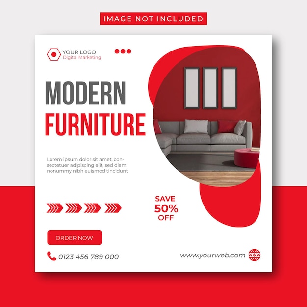 Furniture sale social media and instagram post template banner