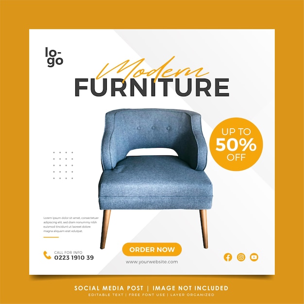 Furniture sale social media and instagram post template premium vector