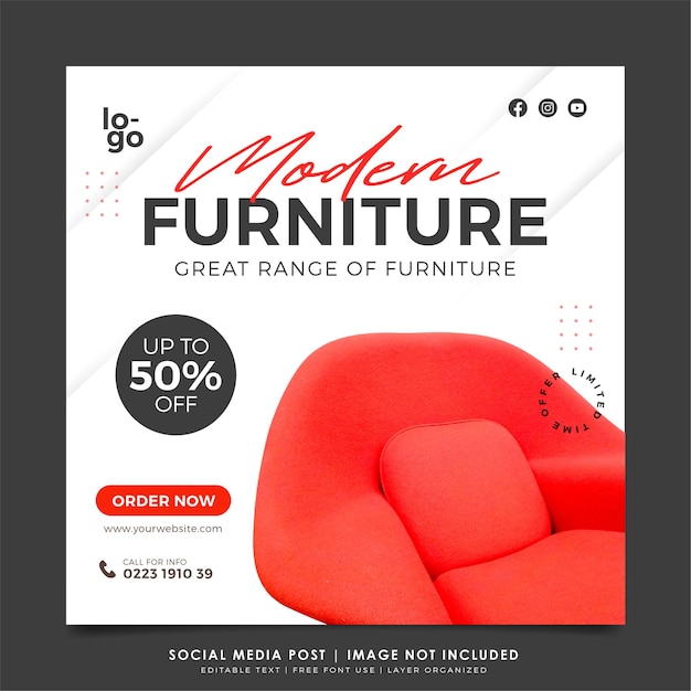 Furniture sale social media and instagram post template premium vector