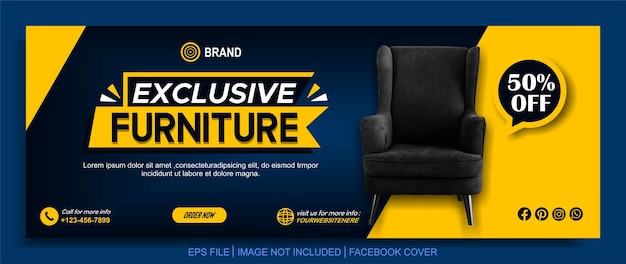furniture sale social media post banner or facebook cover template