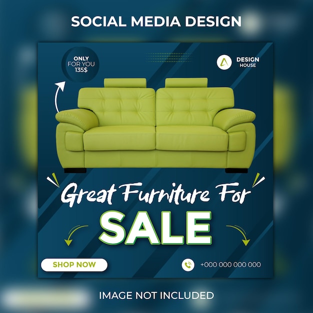 Furniture sale social media post banner template design Premium Vector