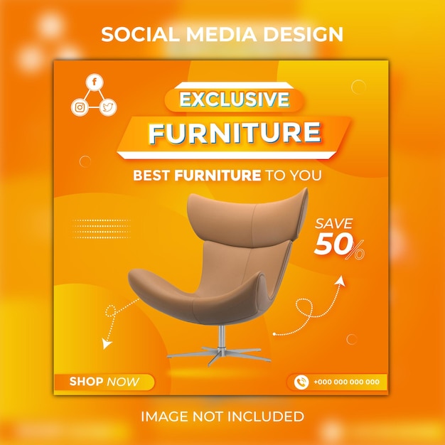 Дизайн шаблона поста в социальных сетях для продажи мебели Premium векторы