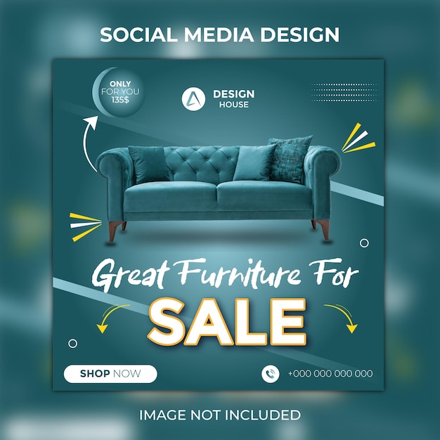 Furniture sale social media post banner template Premium Vector