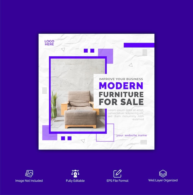 Vector furniture sale social media post banner template