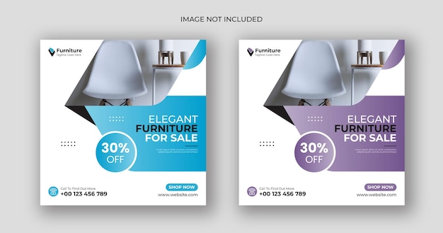 Furniture sale social media post square banner template