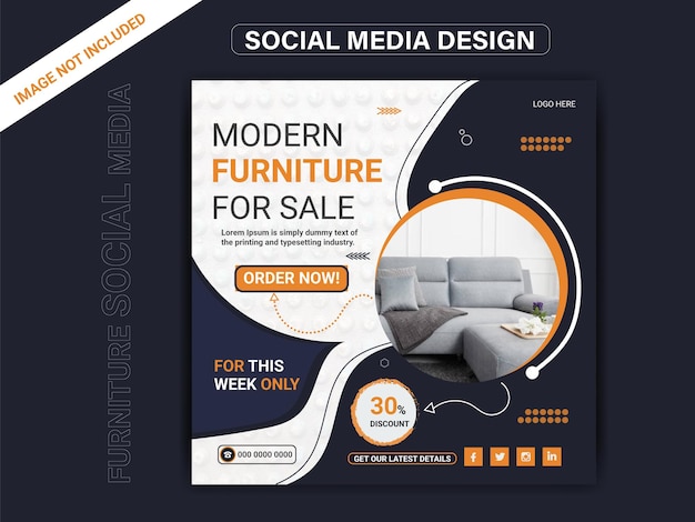 Vector furniture sale social media  post template design