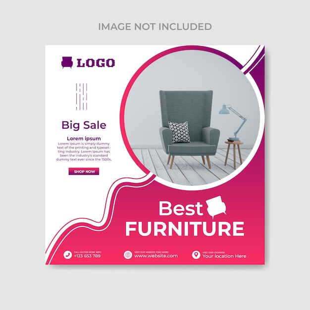 Furniture sale Social media post template For social media posts Instagram web internet ads