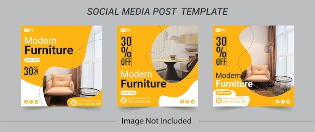 Vector furniture sale social media post template