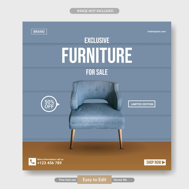 Vector furniture sale social media post template