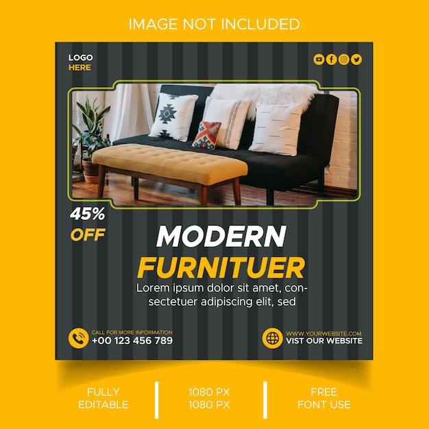 Furniture Sale Social Media Posts or Instagram Banners Template
