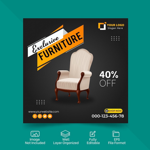 Furniture Sale Social Media Posts or Instagram Banners Template