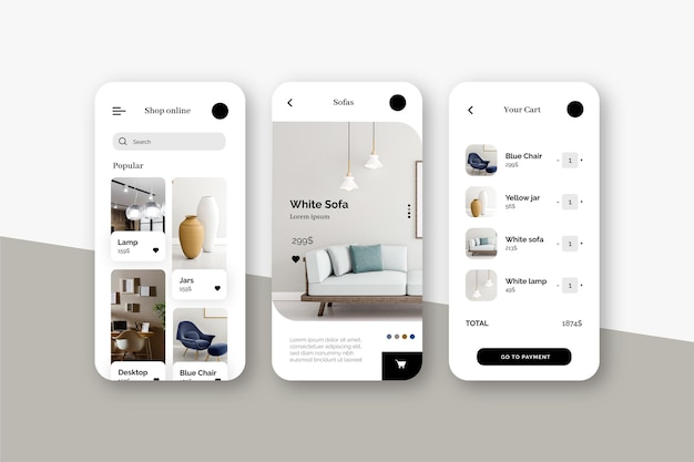 Vector furniture shopping app concept