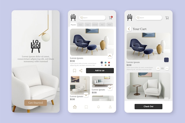 Vector furniture shopping app template