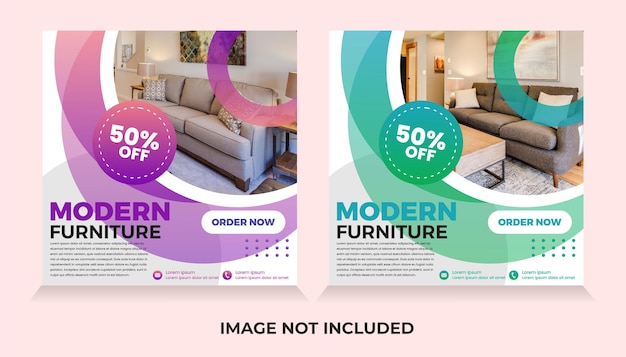 Furniture social media banner post template premium vector