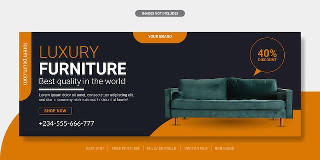 Furniture social media cover or web banner template