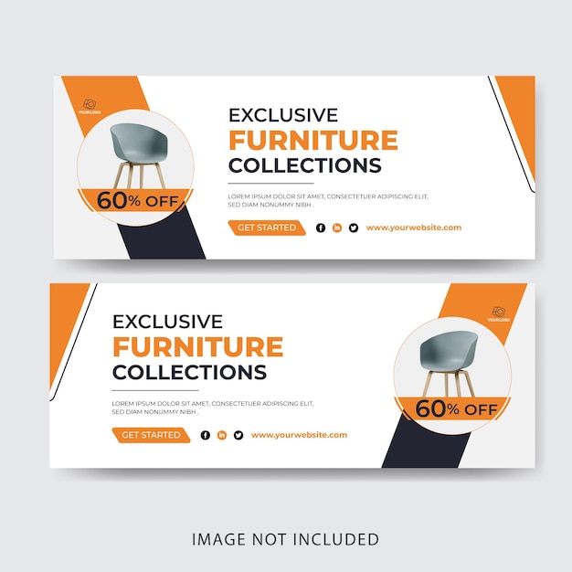 Vector furniture social media and facebook cover and banner template design