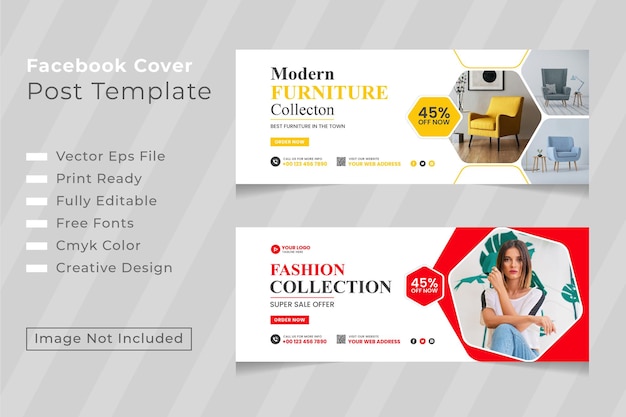 Furniture social media facebook cover and web banner template