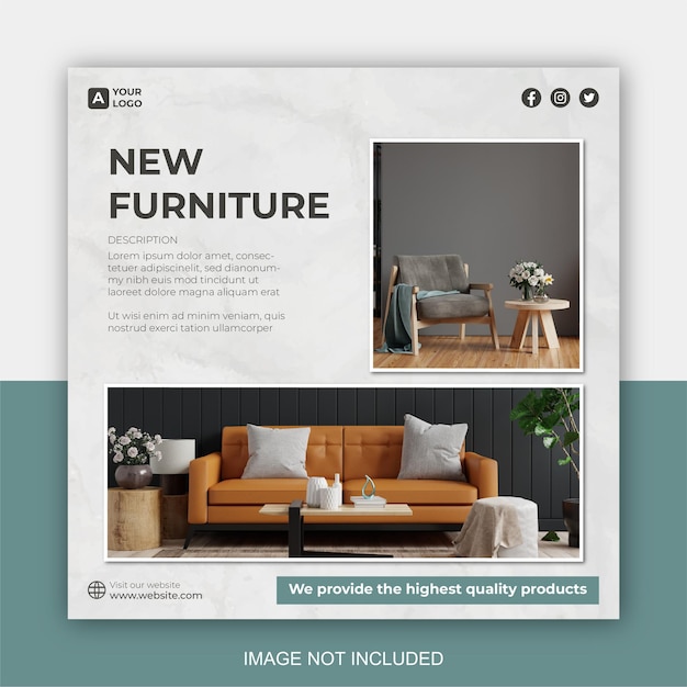 Furniture social media instagram post banner template