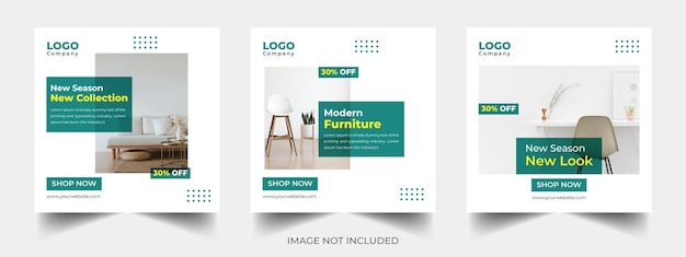 Vector furniture social media and instagram post sale square banner template