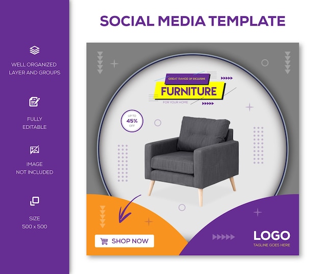 Vector furniture social media instagram post template