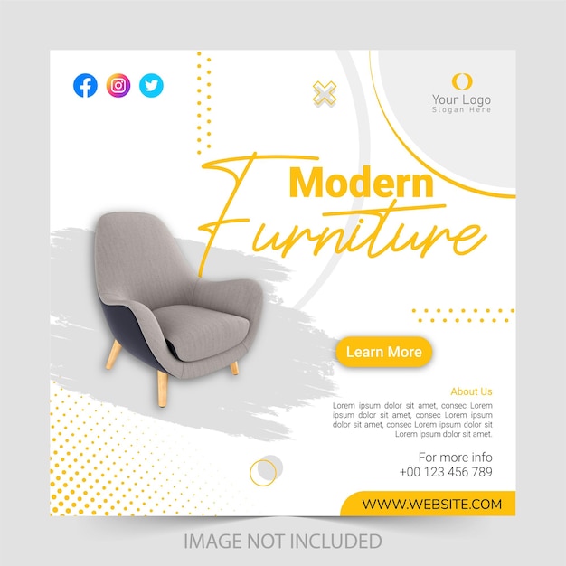 Furniture social media post or banner template premium vector