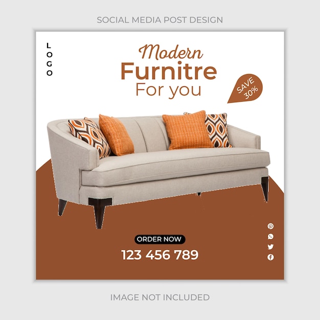 Vector furniture social media post design template