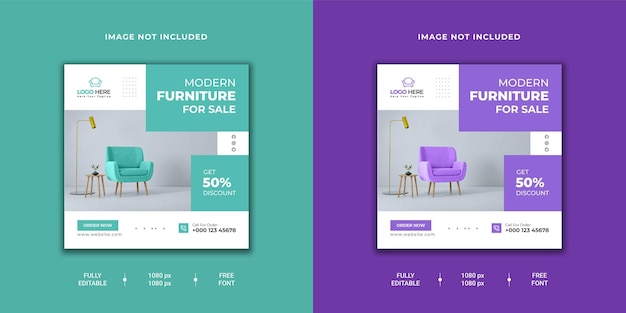 Furniture social media post template design