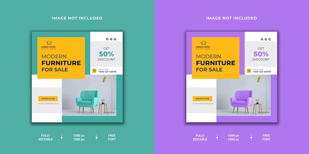 Furniture social media post template design