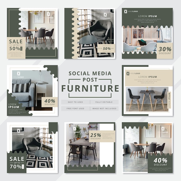 Vector furniture social media post template