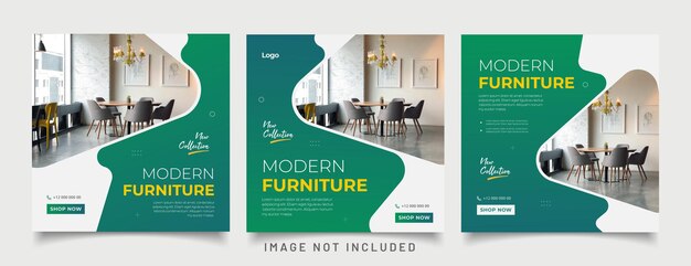 Vector furniture social media post templates