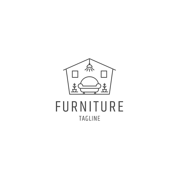 Furniture of sofa line logo