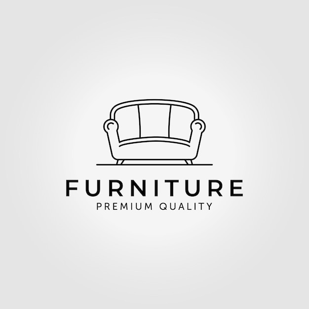 Furniture of sofa logo line art vector illustration design