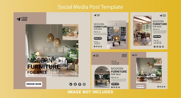 Furniture store social media post templates. Colorful and geometric shapes.