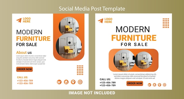 Furniture store social media post templates. Colorful and geometric shapes.