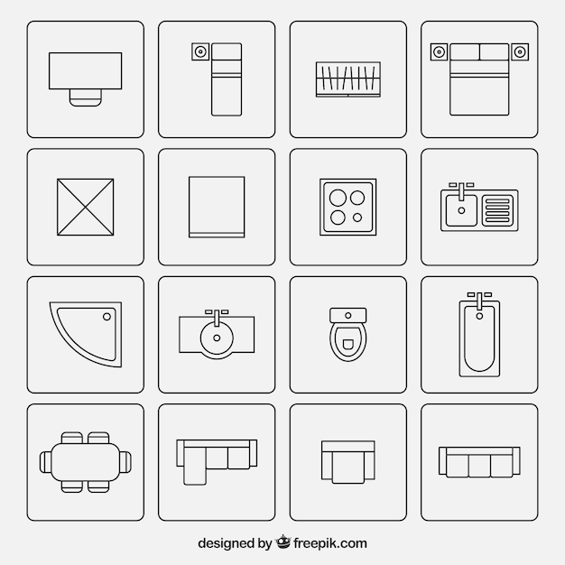 Мебель символы, используемые в архитектурных планов